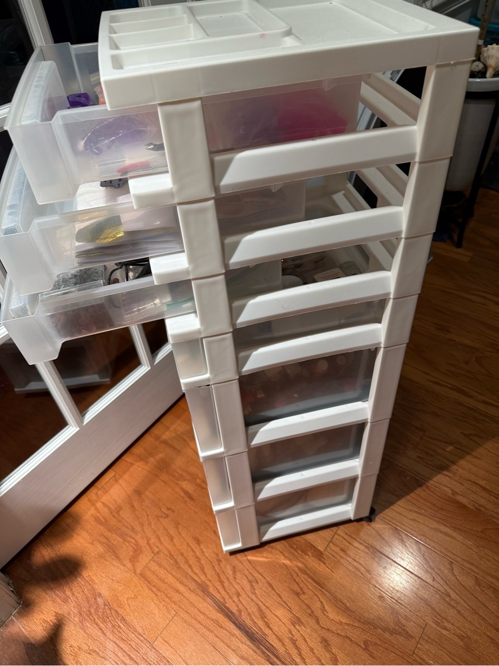 White Plastic Drawer Storage Tower With Everything To Do Gel Nails
